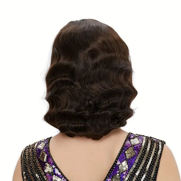 Cosplay Wig Classical 80s Water Wave Synthetic Fiber Hair Replacement Wig Brown - Picture 6 of 8